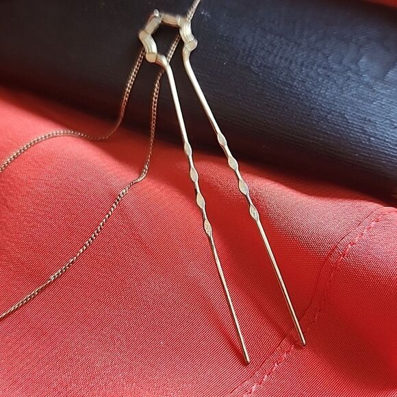 Antique Victorian Ladies Pince~nez Spectacles With Gold Tone Hair Pin & Chain - Picture 12 of 12